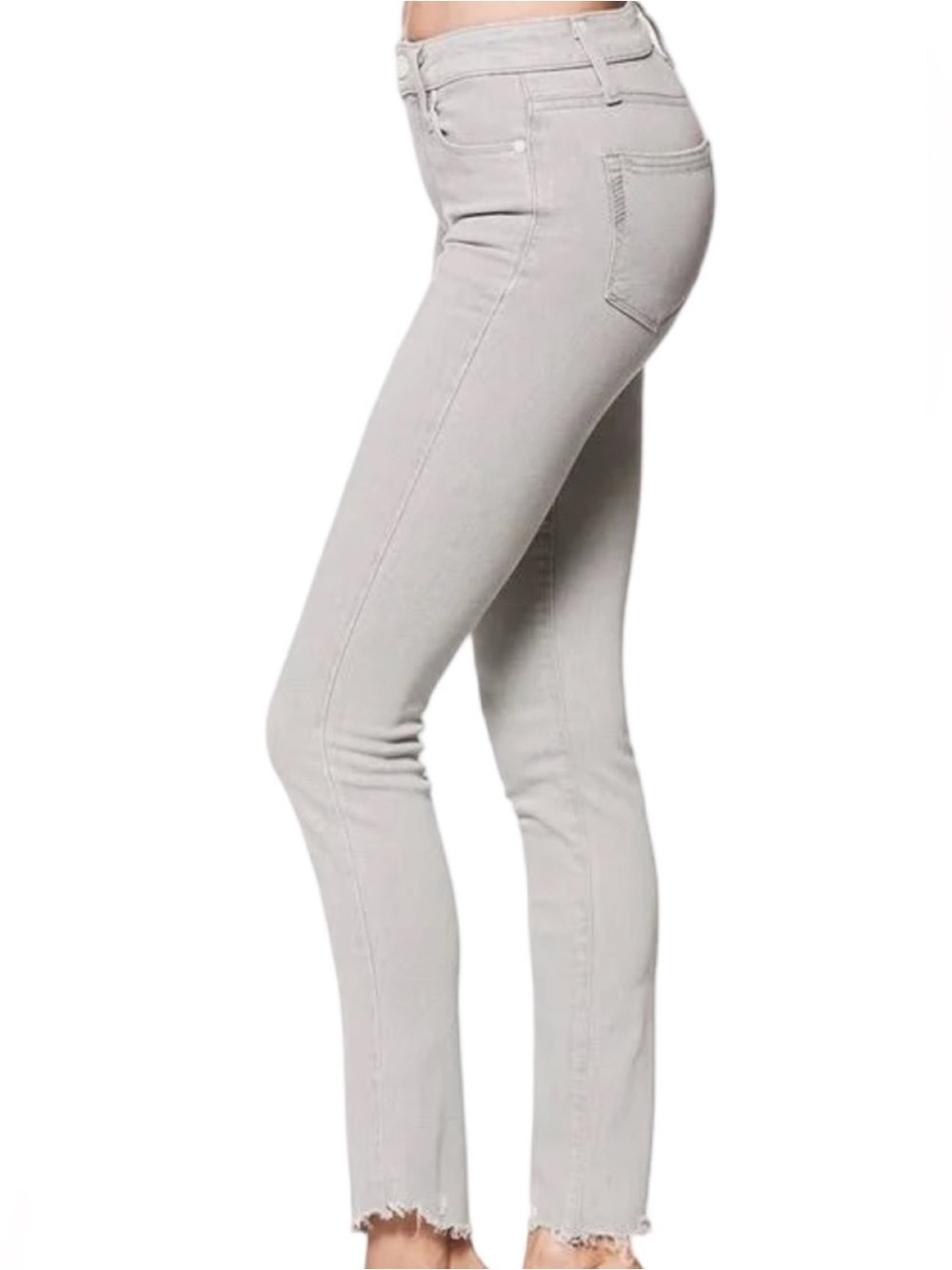 PAIGE Skinny High-Rise Jeans in Light Gray